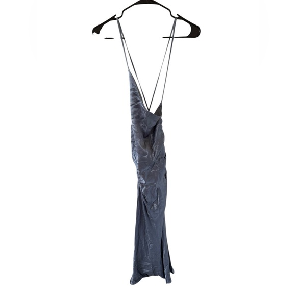 Shona Joy NEW La Lune Asymmetrical Bias Cowl Midi Dress in Blue Smoke - Picture 8 of 9